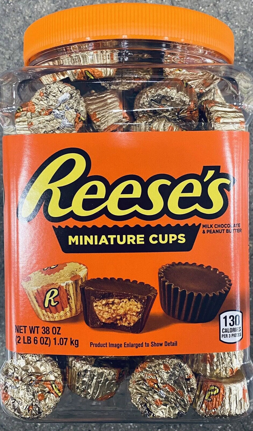 2 Packs Reese's Miniatures Milk Chocolate Peanut Butter Cups 38 Oz Each Tub H200990