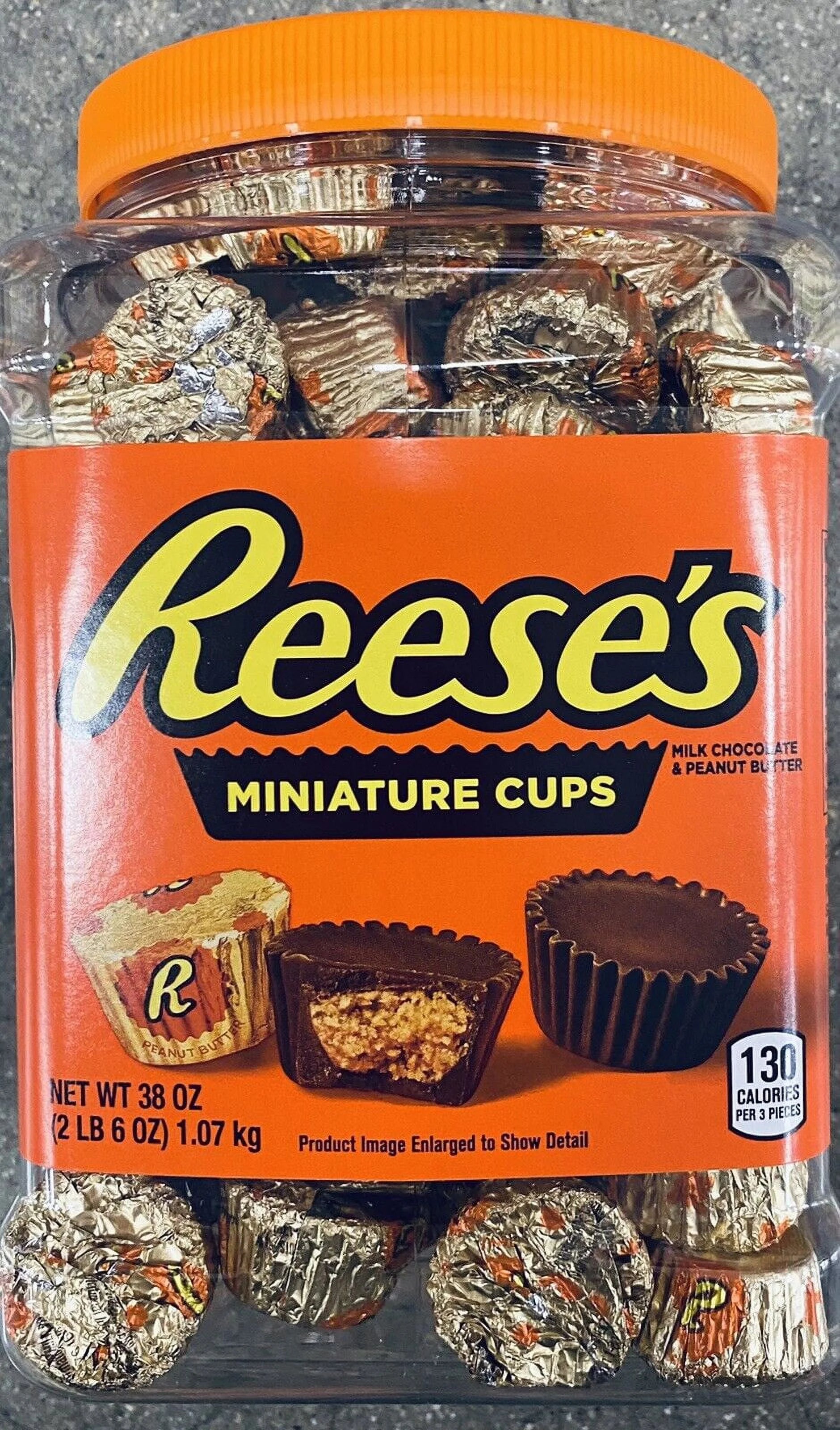 2 Packs Reese's Miniatures Milk Chocolate Peanut Butter Cups 38 Oz Each Tub H200990