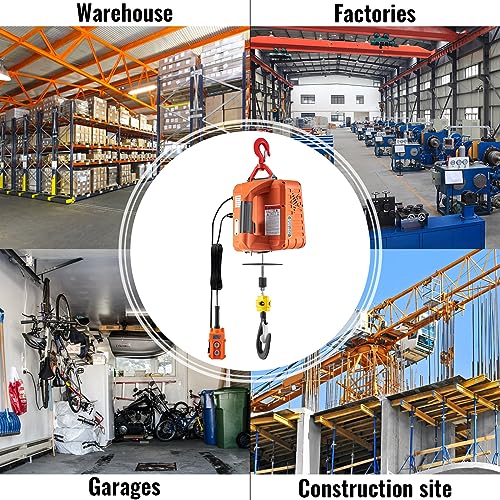 880LBS 110V Electric Hoist Winch with Remote Control X657298
