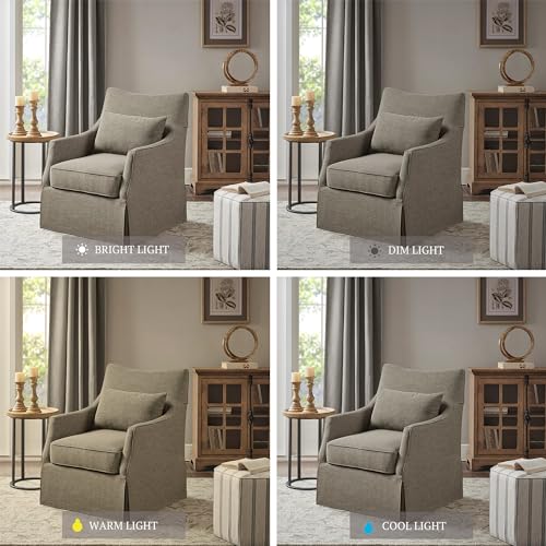 Beige Swivel Accent Armchair with Lumbar Pillow J113