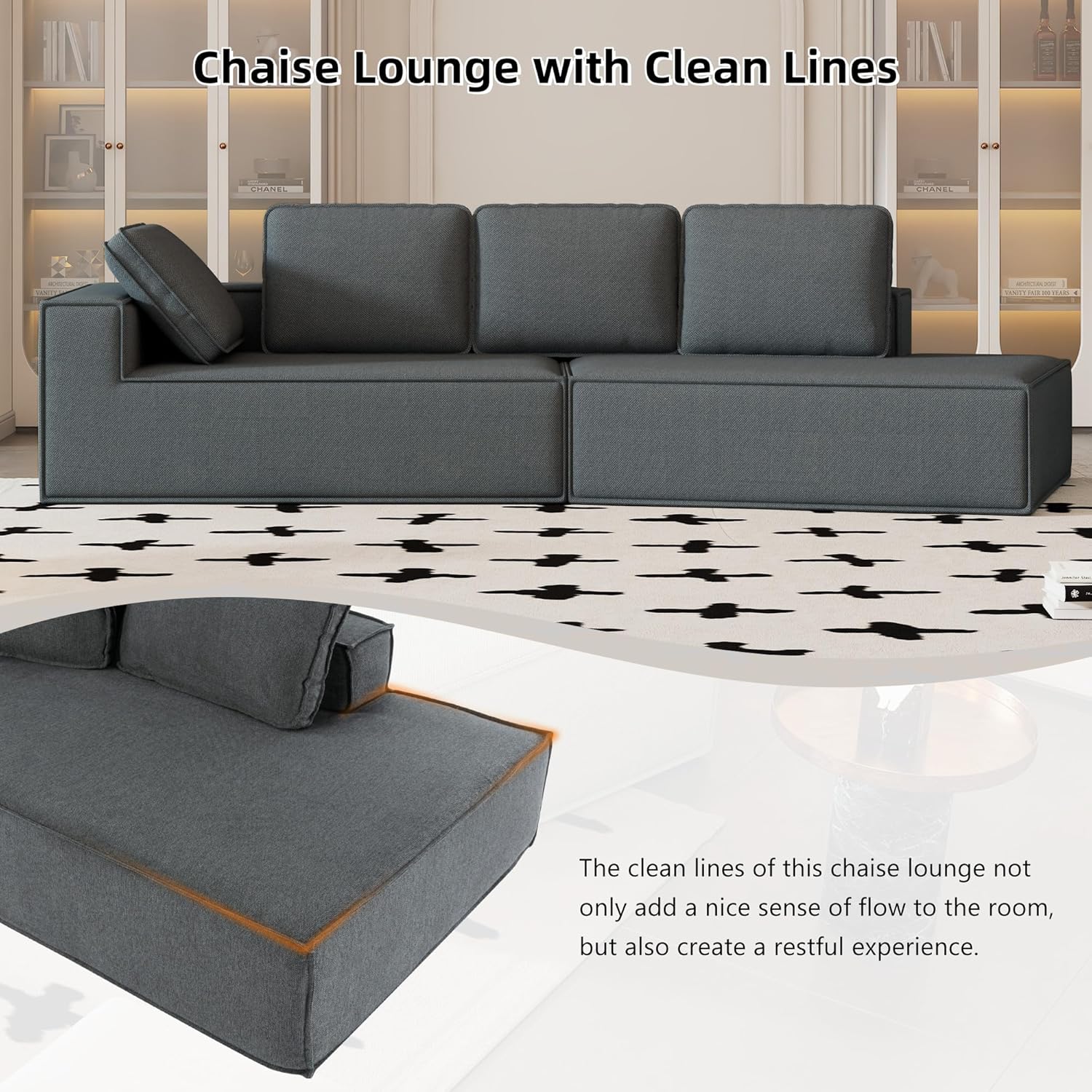 Grey Chaise Lounge Sofa Sleeper Sofa L29184