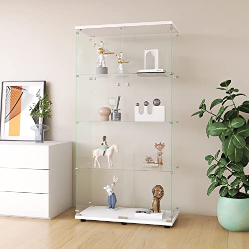 Black 4 Shelf Double Door Glass Display Cabinet K9367