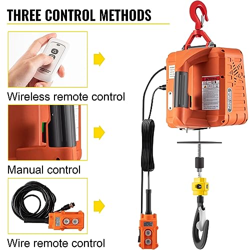880LBS 110V Electric Hoist Winch with Remote Control X657298
