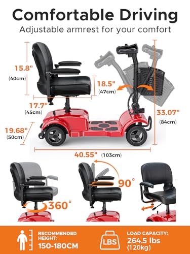 Blue Folding 4 Wheel Mobility Scooter with Detachable Basket O781861