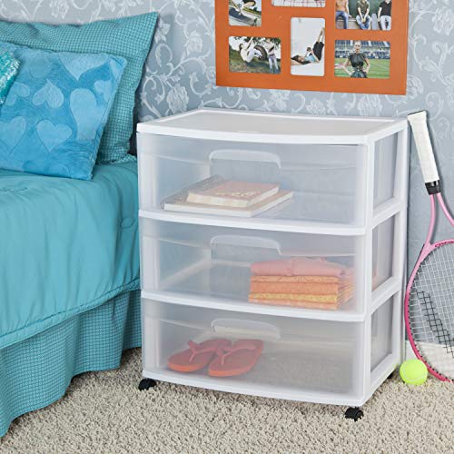 White 3 Drawer Plastic Rolling Storage Cart L10574