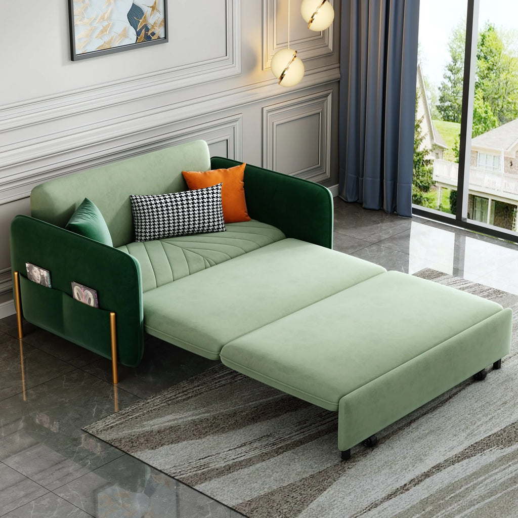 Green Velvet Convertible Sleeper Sofa X17530