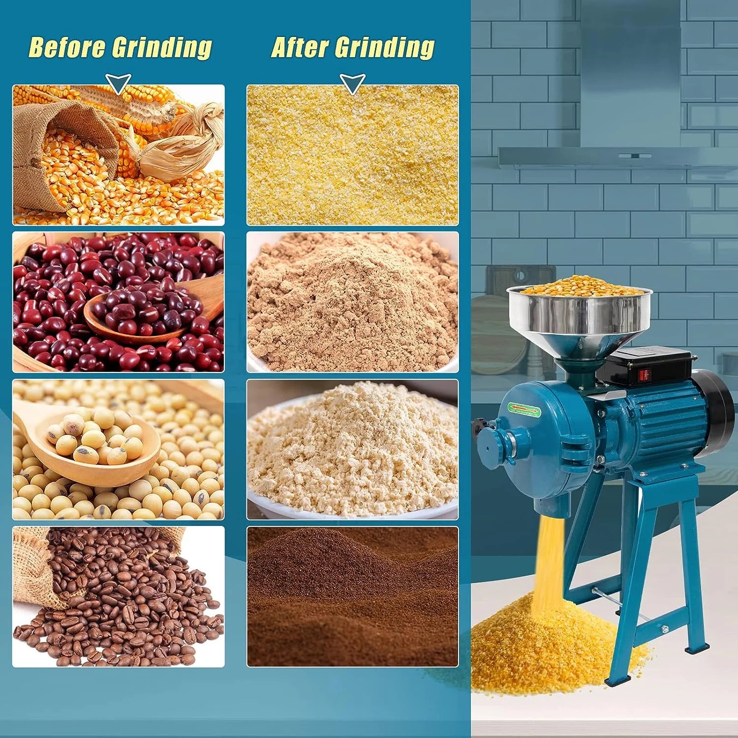 3000W Wet Dry Commercial Electric Grain Grinder Mill M27759