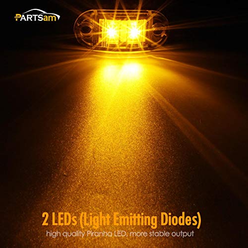 4Pcs 2.5 Inch Oval Amber Led Side Marker Lights Clear Lens Surface Mount 12V H748040