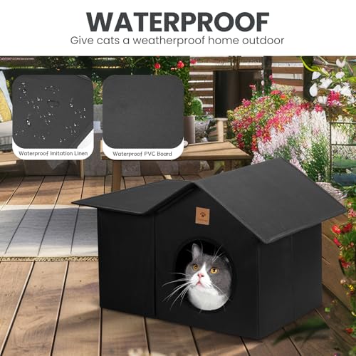 Weatherproof Insulated Outdoor Cat House with Oxford Fabric S3444