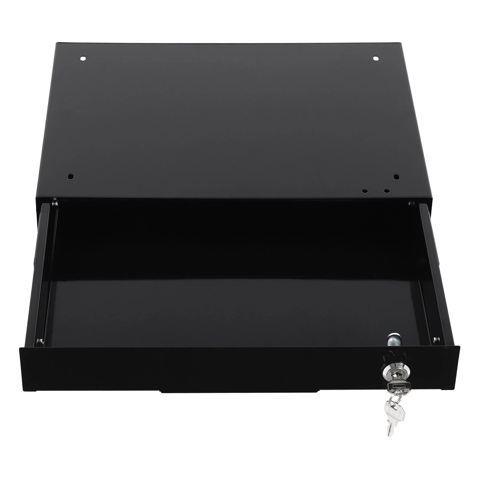 Black Rectangular Under Desk Mounted Iron Drawer Storage with Keys E40411