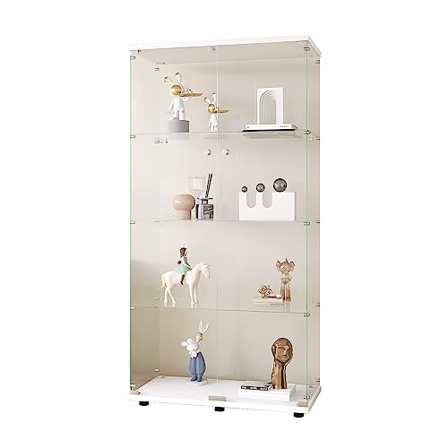 Black 4 Shelf Double Door Glass Display Cabinet K9367