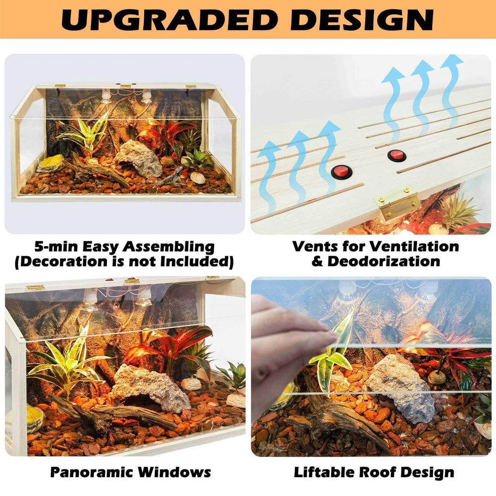 21 Gallon to 68 Gallon Reptile Terrarium Tank with Roof Door M813752