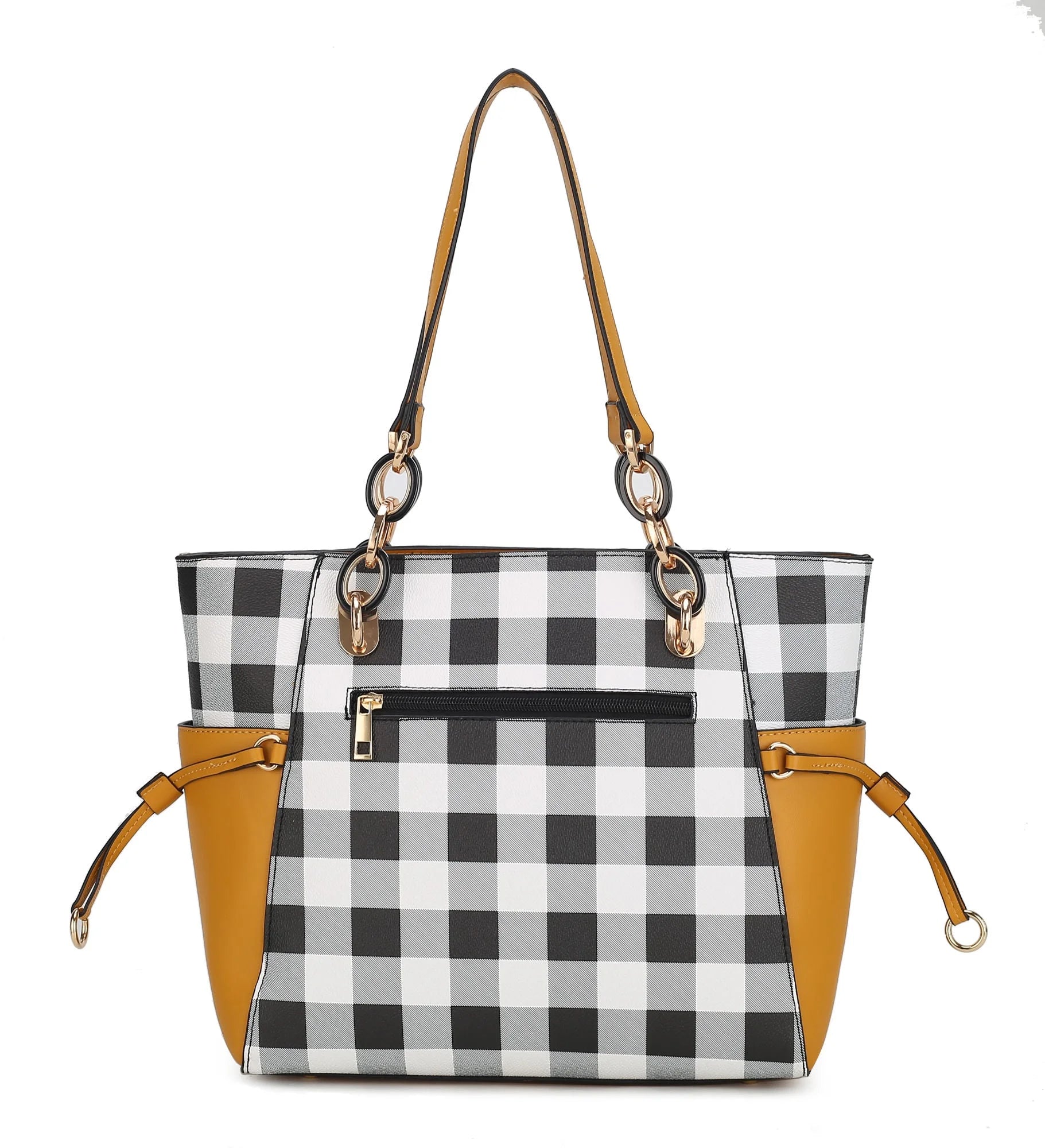 Checkered Tote Handbag with Wallet Z569574