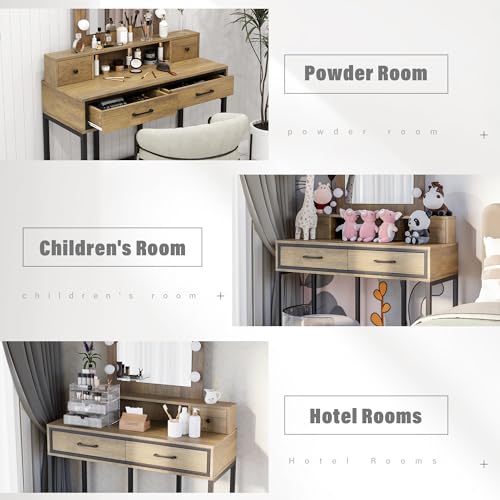 White Vanity with 4 Drawers and Lighted Mirror X504095