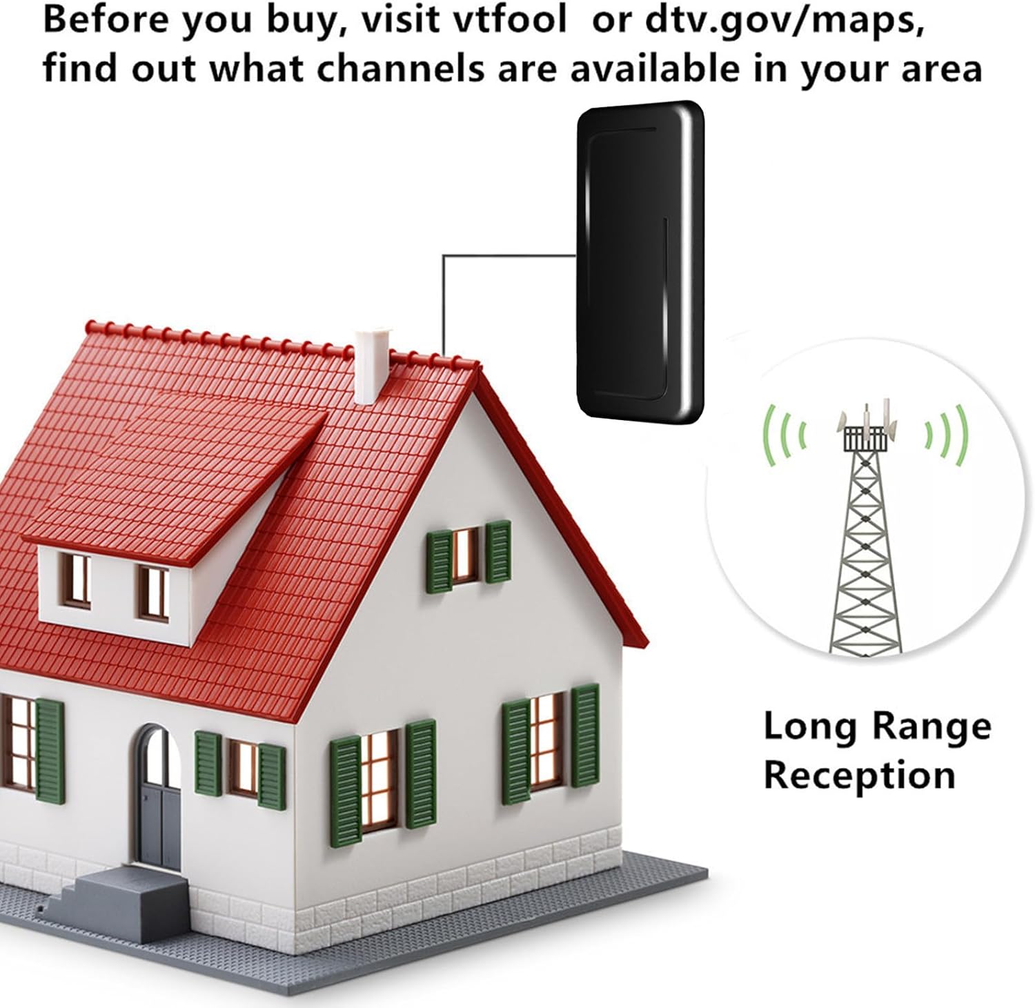 Indoor Digital HD TV Antenna with 32.8ft Coax Cable A35167