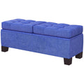 Blue Upholstered Bench with Steel Frame Q226