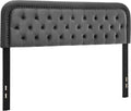 Grey Velvet Full Size Tufted Upholstered Headboard J628565