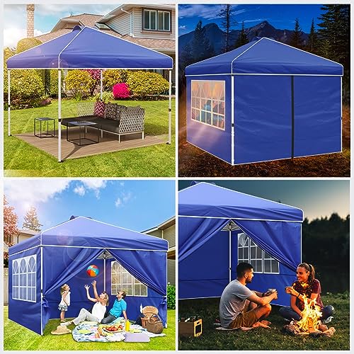 Blue 10x10 Pop Up Canopy Tent with Removable Sidewalls and Mesh Windows W260