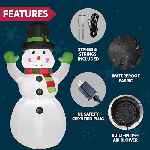 6 FT Tall Christmas Inflatables Snowman with Built-in LEDs A370