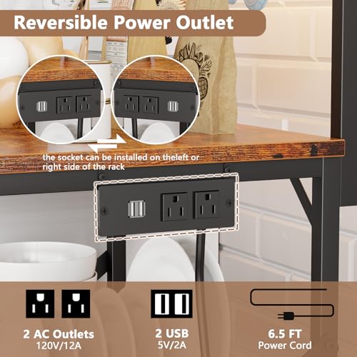 Rustic Brown Bakers Rack with 4 Tier Shelves J52148