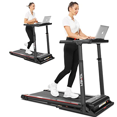 Folding Treadmill with Desk & Adjustable Height, 300 lb Capacity S252232
