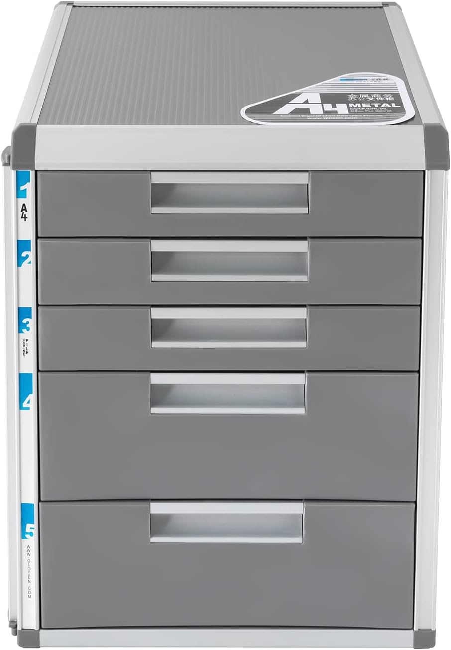 Grey 5 Layers Desktop Drawer Organizer with Lock Y281