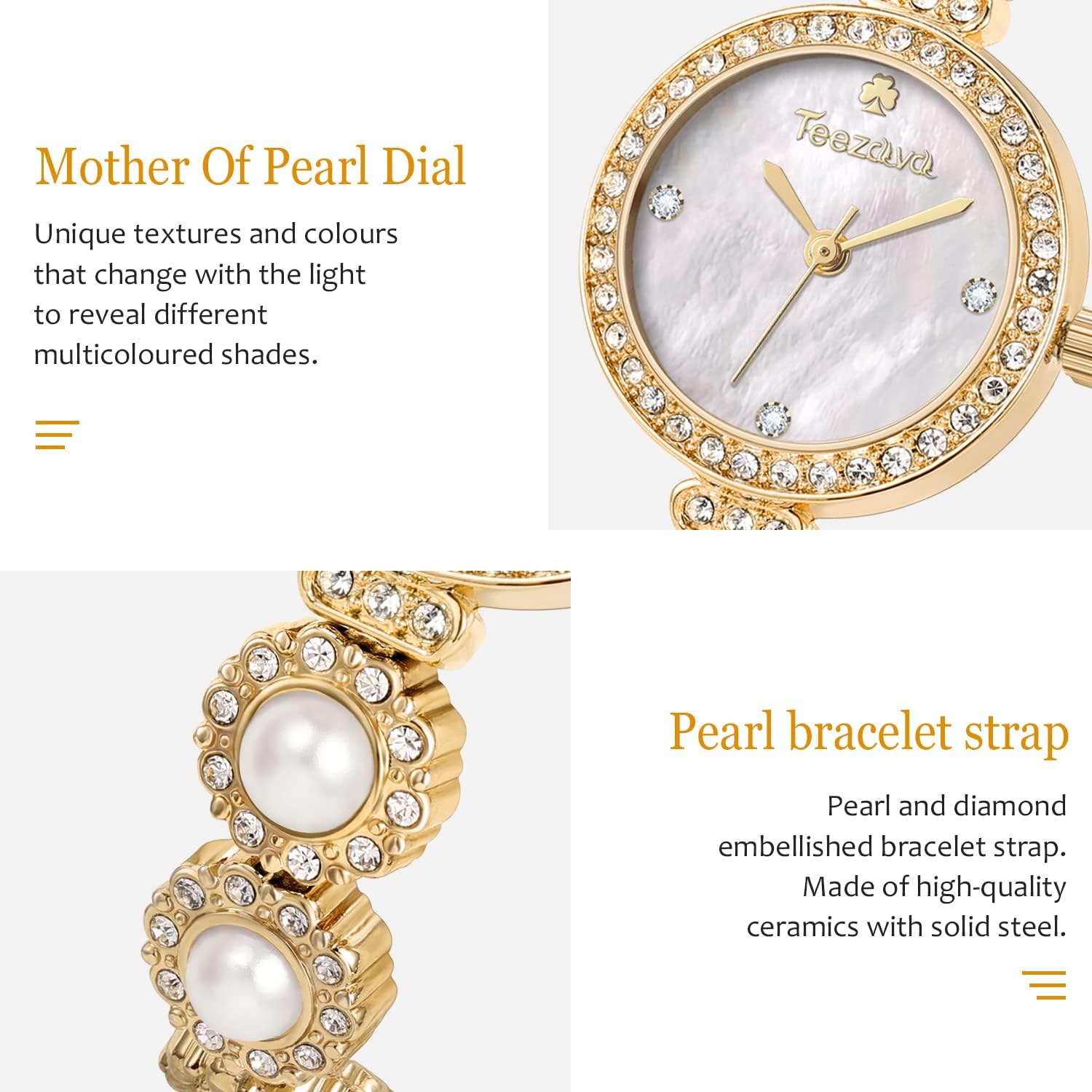 White Mother-of-Peal Dial Stainless Steel Quartz Analog Wrist Watch B883