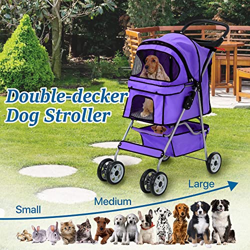 Black Double Pet Stroller with Wheels W407