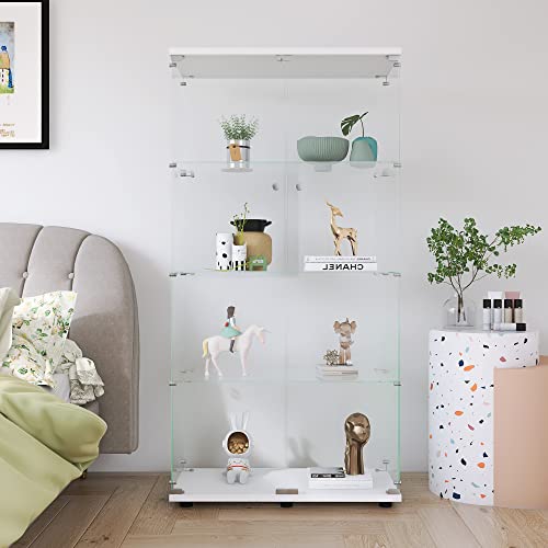 Black 4 Shelf Double Door Glass Display Cabinet K9367