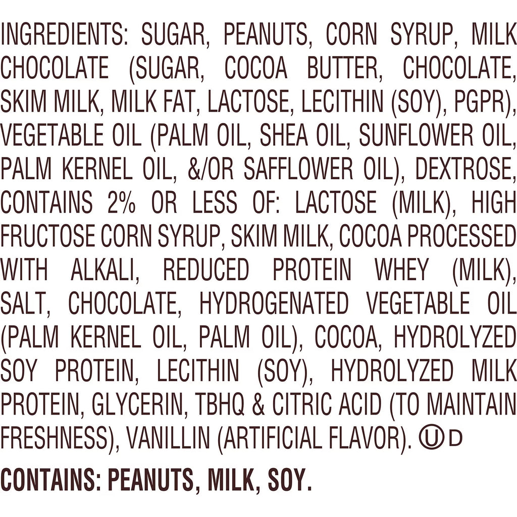 Peanut Butter Nougat Candy Bars 1.8 oz 18 Count W549
