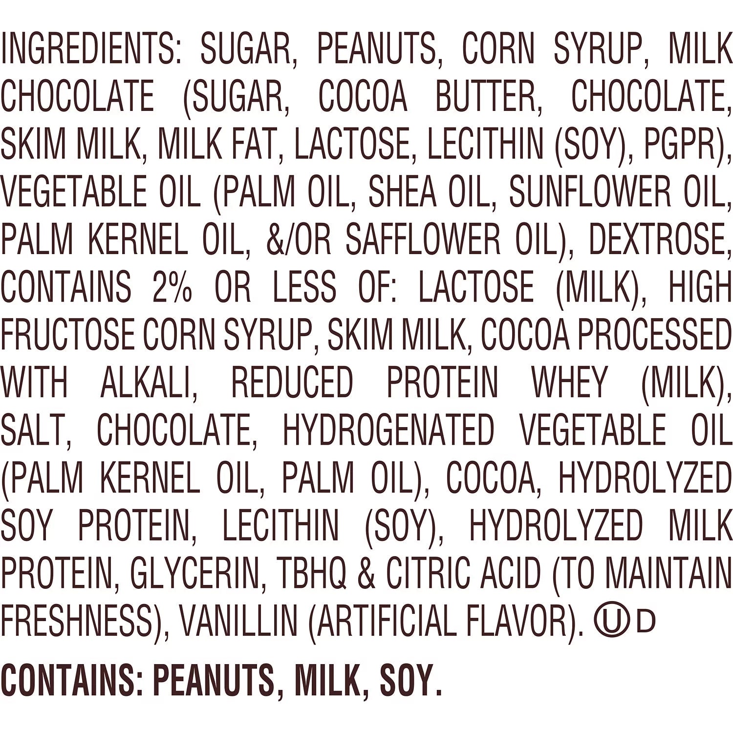 Peanut Butter Nougat Candy Bars 1.8 oz 18 Count W549