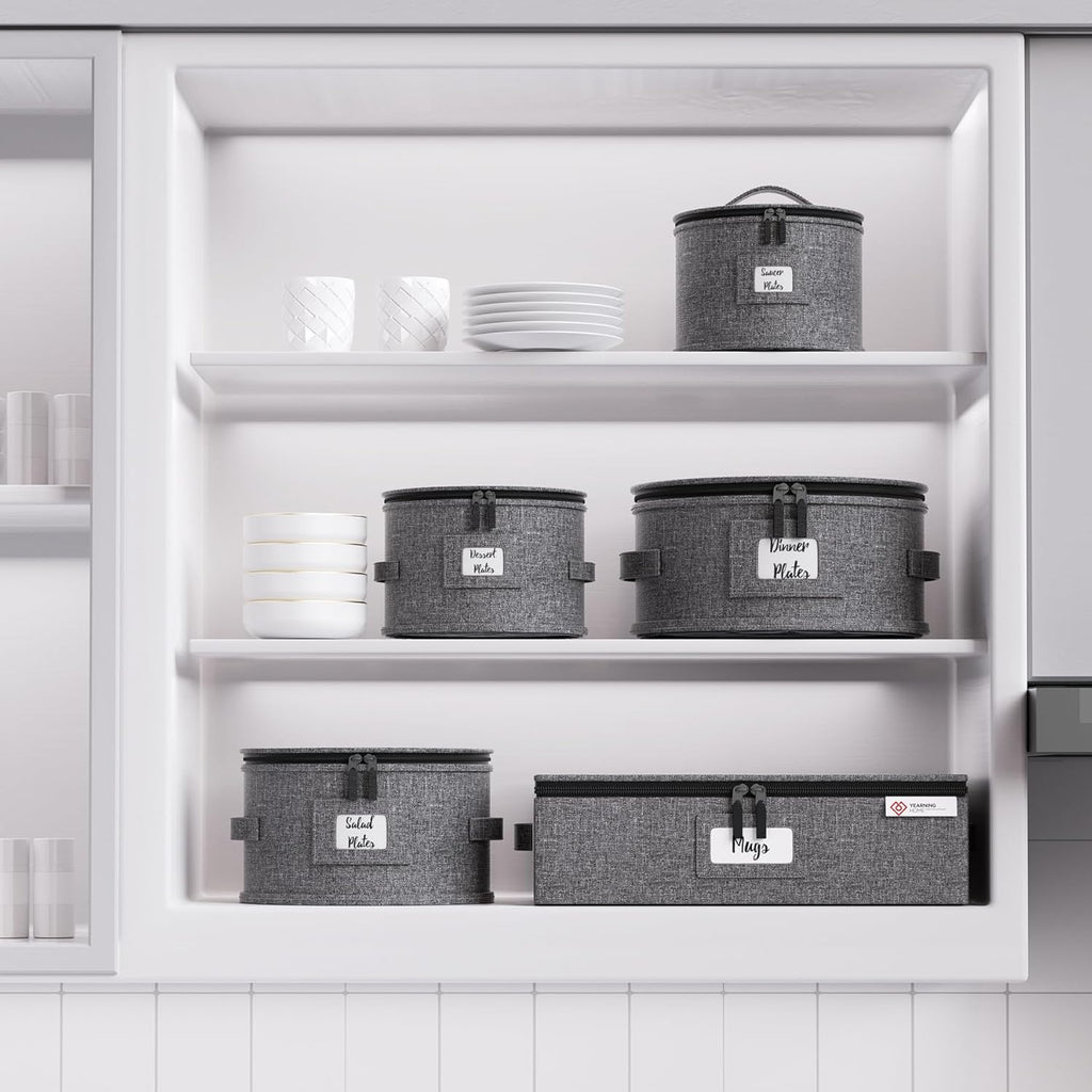 5 Piece Grey Hard Shell Storage Containers for Moving Dishes I72042
