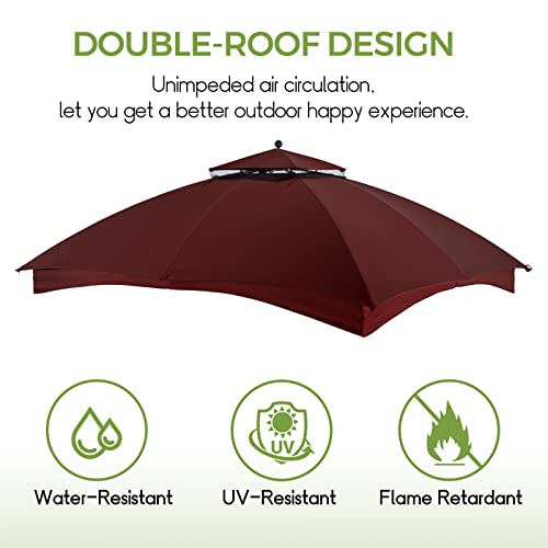 Beige 10x12 Polyester Gazebo Replacement Canopy A3869
