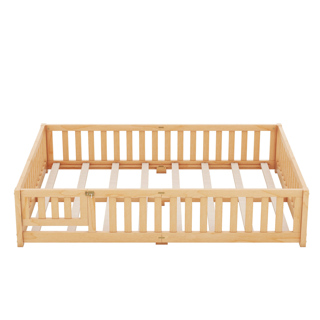 Queen Size Bed Floor Bed with Safety Guardrails G352115