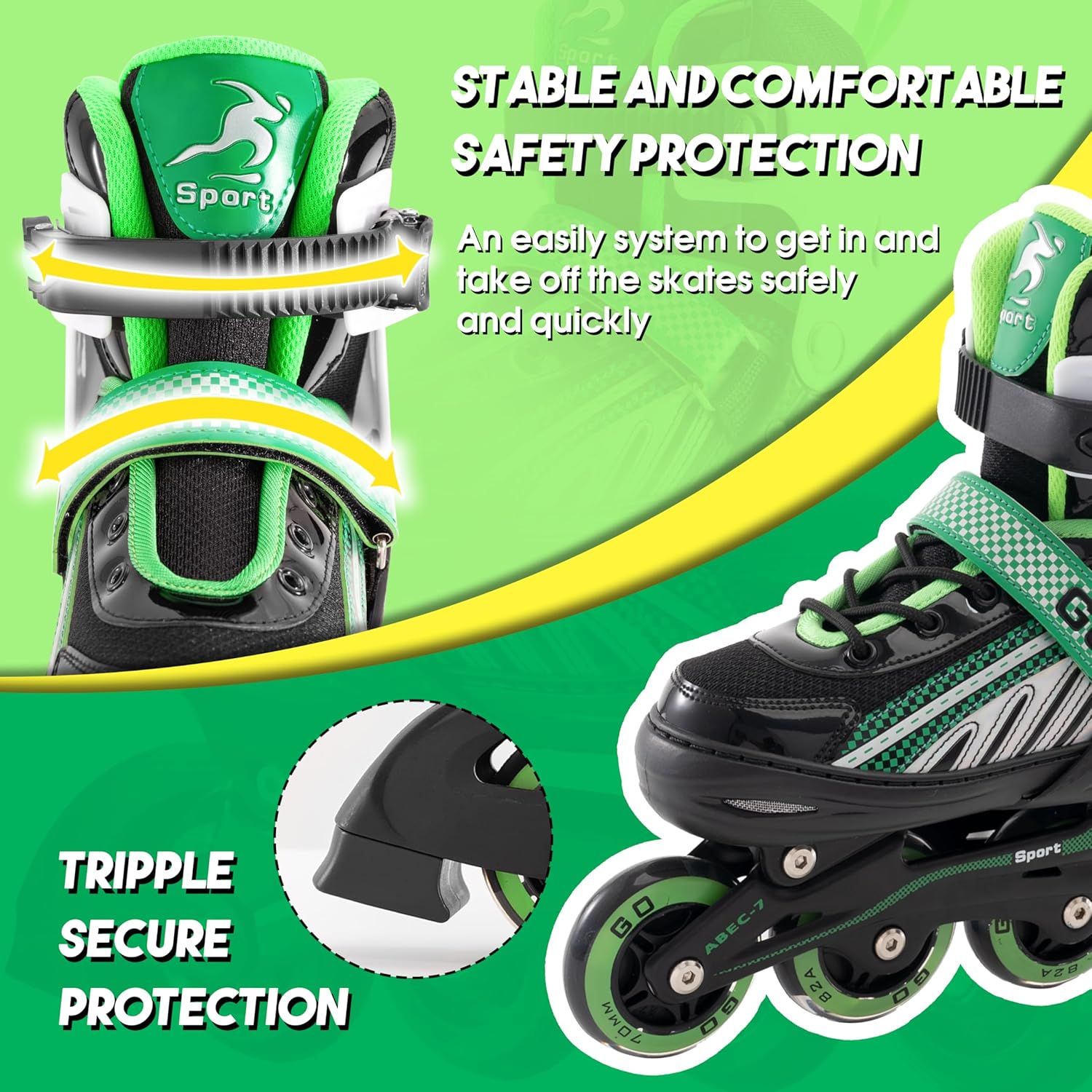 Adjustable Inline Skates with Full Light Up Wheels A366