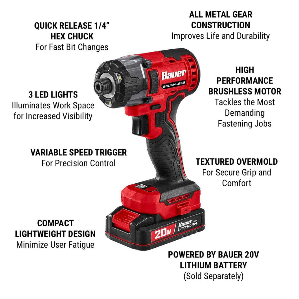 20V Brushless Cordless 1/4 in. Hex 3-Speed Impact Driver O29846