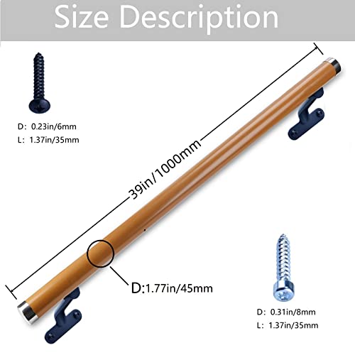 6.5Ft Wooden Non-Slip Wall Mounted Handrail Z36127