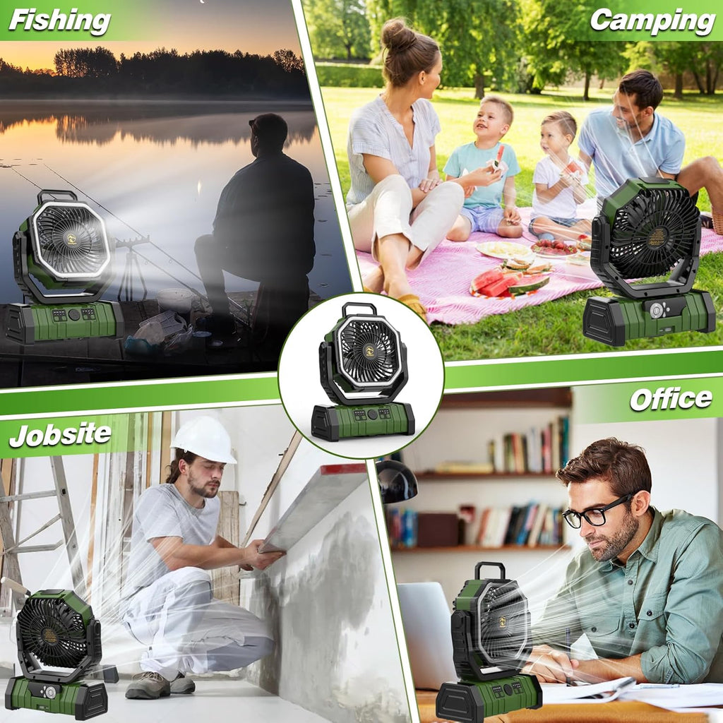 20000mAh Rechargeable Portable Camping Fan with LED Lantern T8543