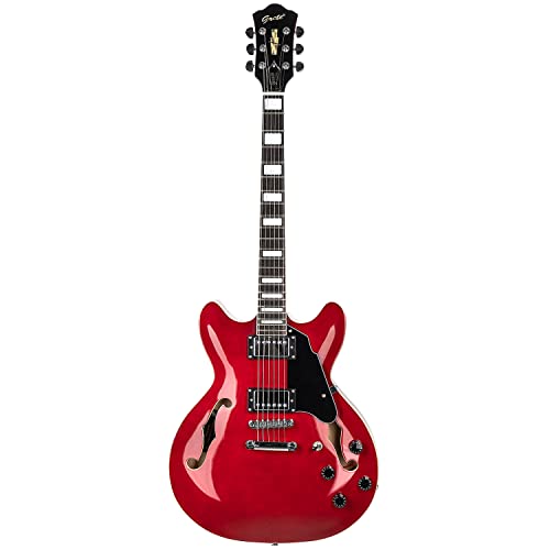 Full Scale Semi-Hollow Body Electric Guitar Stainless Steel Frets Red F219