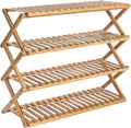 4-Tier Bamboo Folding Shoe Rack Y249596