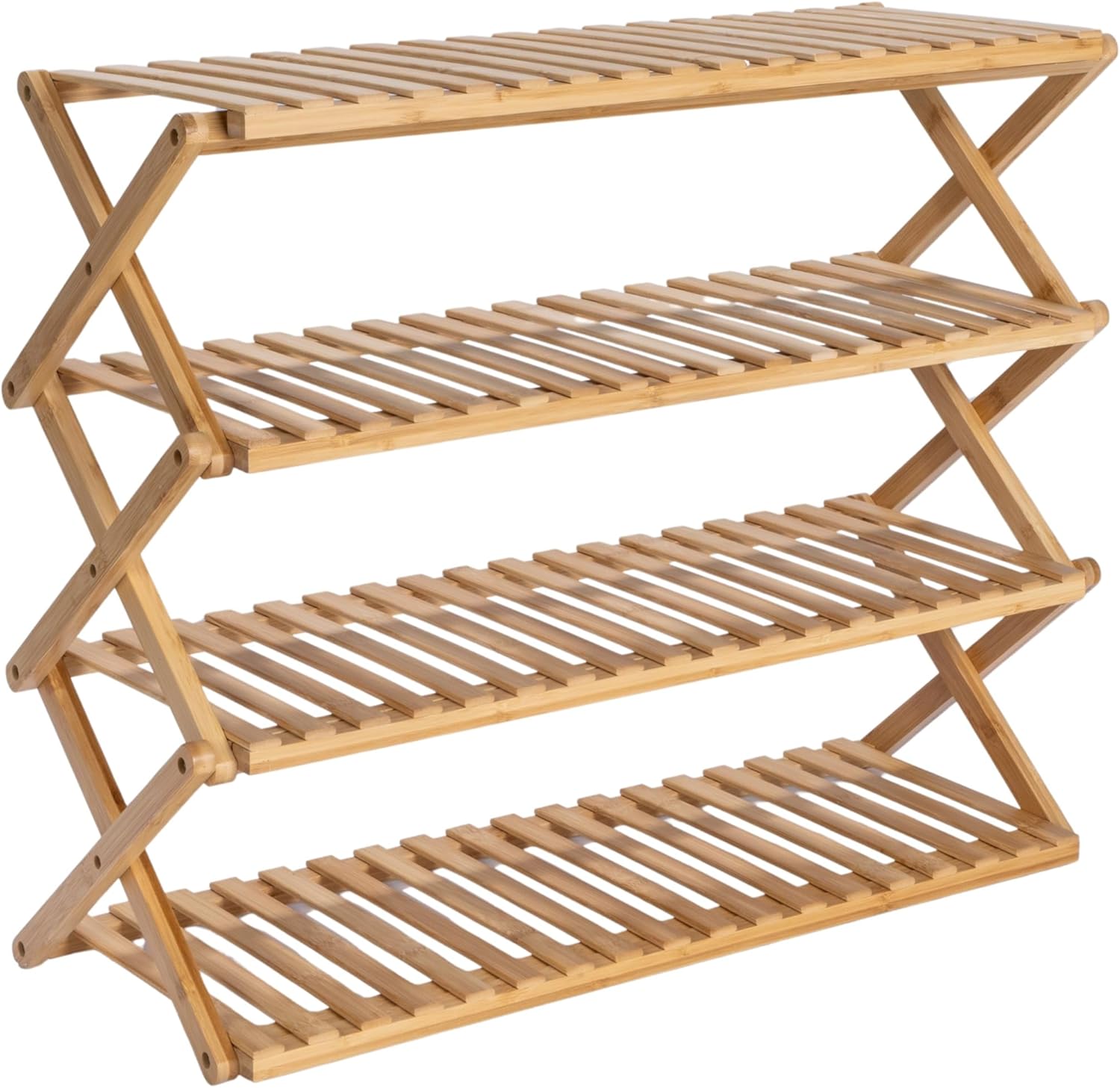 4-Tier Bamboo Folding Shoe Rack Y249596