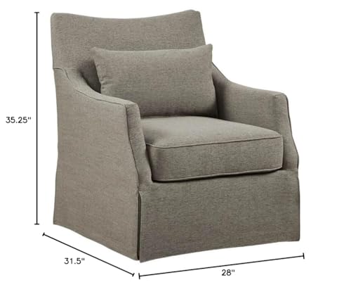 Beige Swivel Accent Armchair with Lumbar Pillow J113