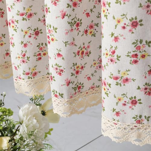 Beige Cotton Linen Tier Curtain 36 Inch Long 1 Panel G383