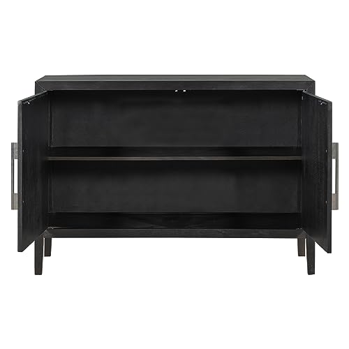 Black Sideboard Storage Cabinet with 4 Doors and Adjustable Shelves G915