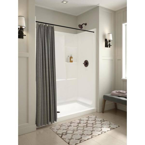 32 in. x 60 in. Single Threshold Center Drain Alcove Shower Base in High Gloss White K65118