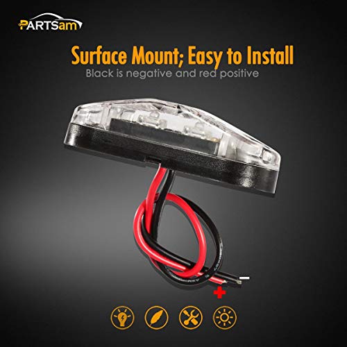 4Pcs 2.5 Inch Oval Amber Led Side Marker Lights Clear Lens Surface Mount 12V H748040