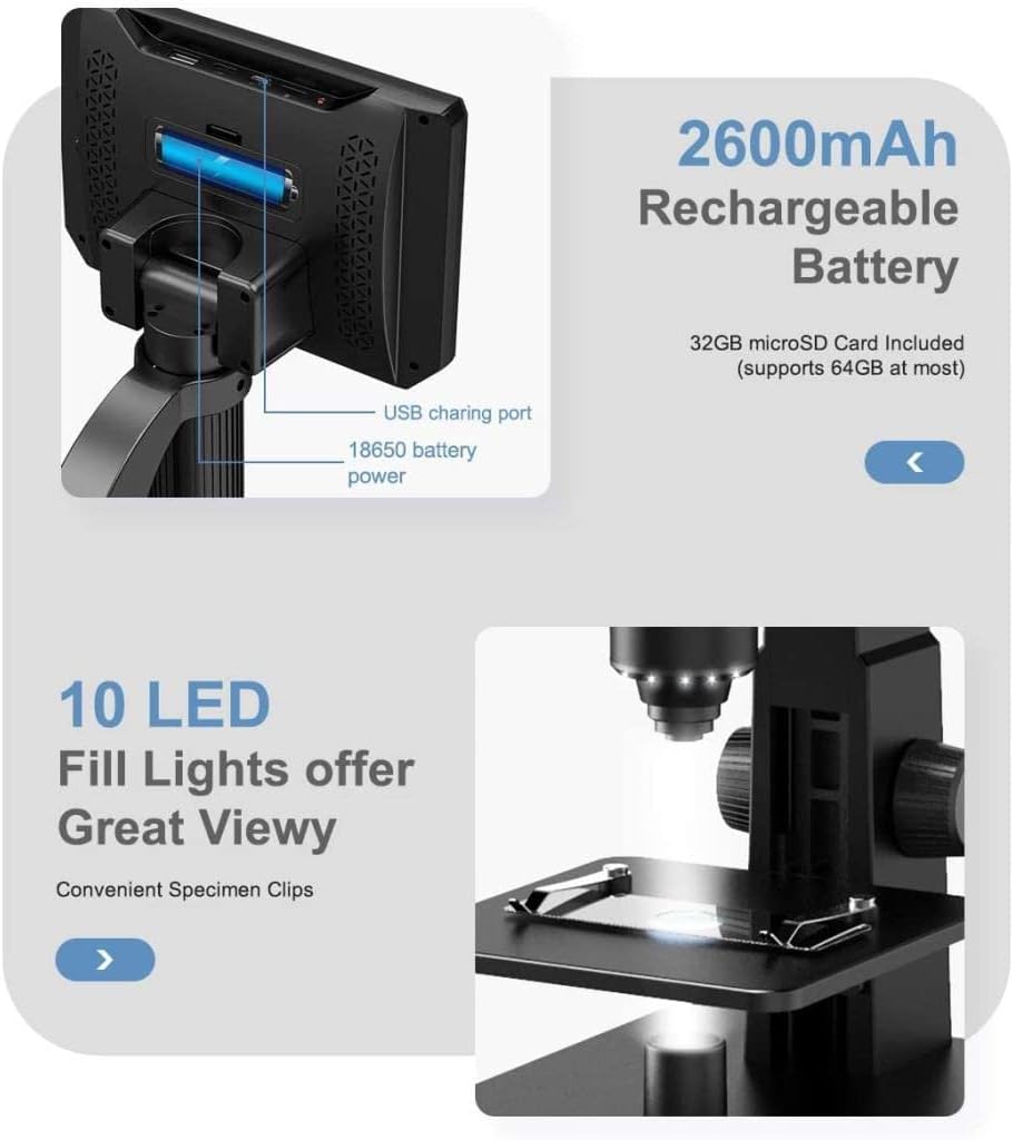 7'' IPS Display 2000X Digital Microscope with Dual Lens H24861