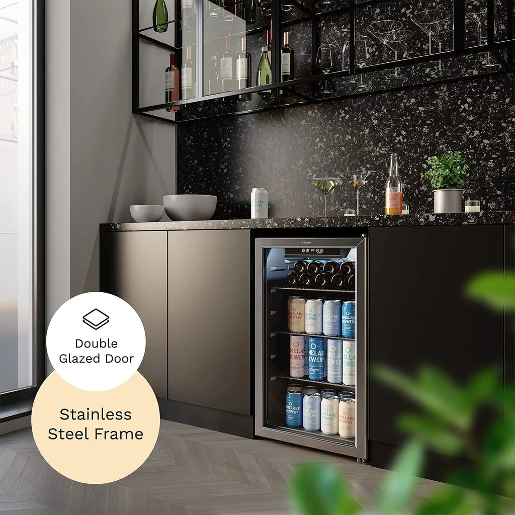 120 Can Mini Fridge with Glass Door and Adjustable Removable Shelves B35150
