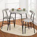 3-Piece Oval Dining Table Set with 2 Chairs, Metal Frame, Dark Brown/Black I101727