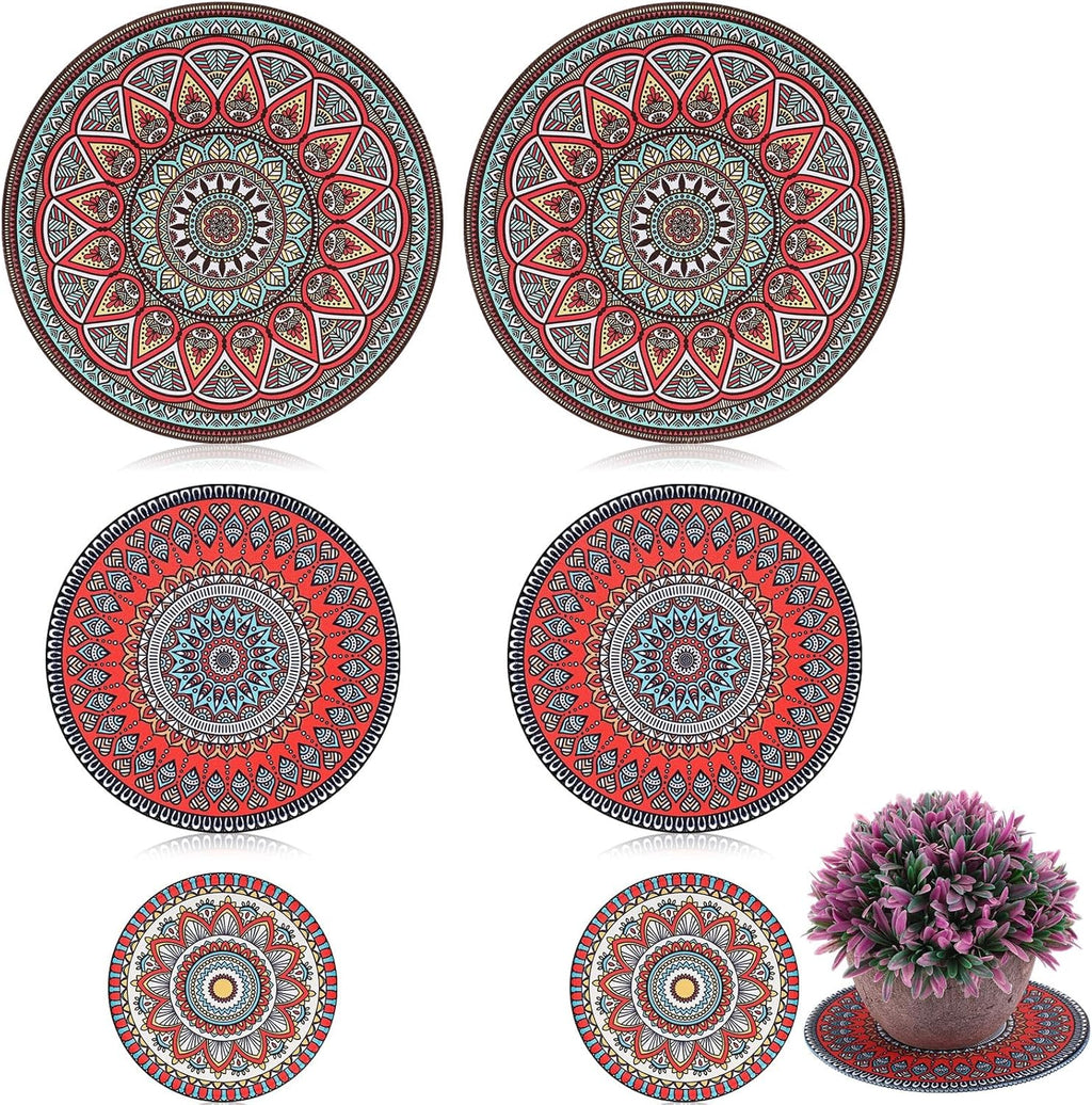 6 Pcs Absorbent Non Slip Round Plant Pot Mat U6427